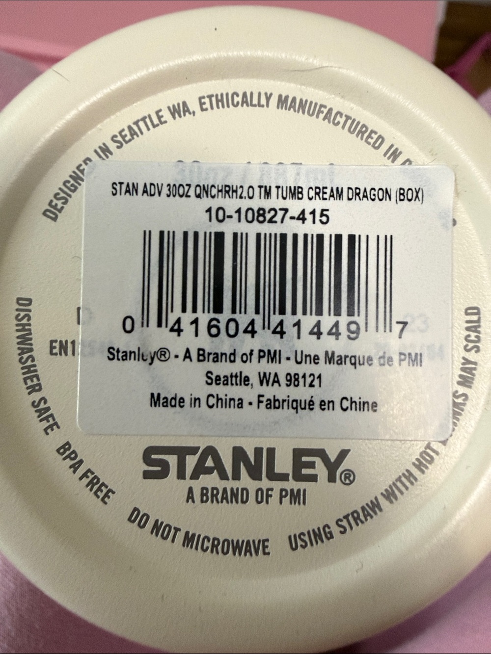 Stanley Dragon Cream Tumbler with Red Multi-Color Decorative Base - Picture 7 of 8